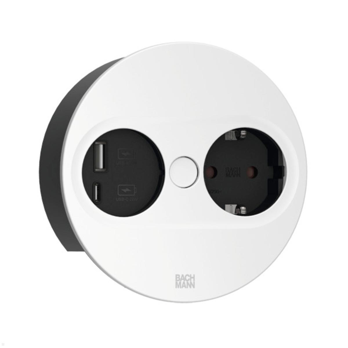 Bachmann TWIST 2 1x Steckdose 1x USB-Charger A/C, rund (946.204) weiß Bachmann TWIST 2 1x Steckdose 1x USB-Charger A/C, rund (946.204) weiß