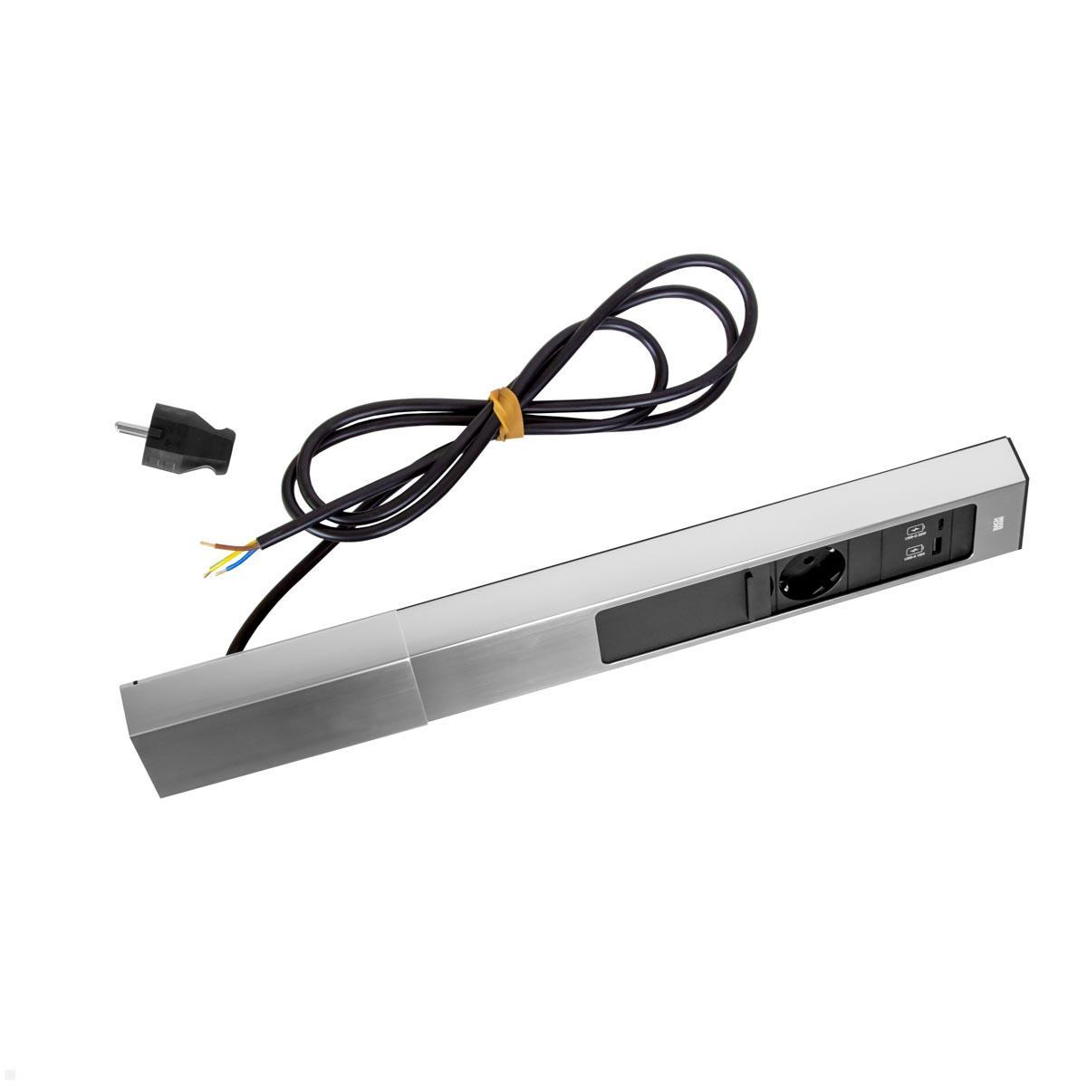Bachmann CASIA 2 3x Steckdose 1x USB-Charger A/C (932.006) Edelstahl-Optik, lang, Stromzufuhr Bachmann CASIA 2 3x Steckdose 1x USB-Charger A/C (932.006) Edelstahl-Optik, lang, Stromzufuhr