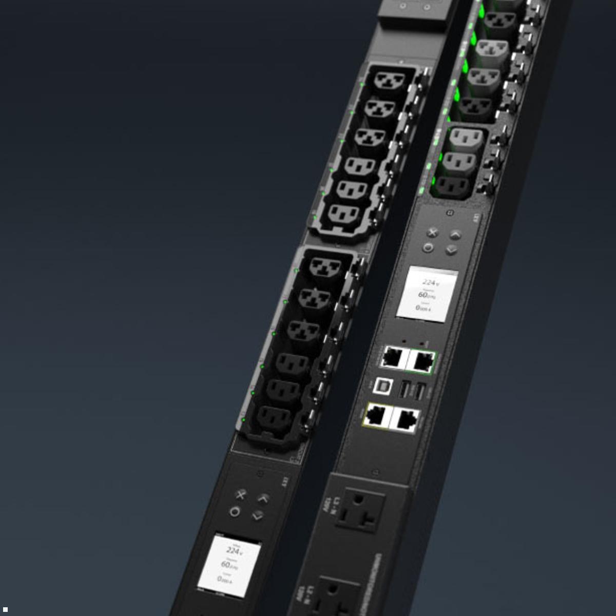 Legrand Raritan iX Rack-PDU 0U mit 12xC13 / 12xCX, 1-phasig 100-240V 16A, Input Metered RCM (PX4-13A8C-C8E7M27A0), LCD-Display Stromqualität