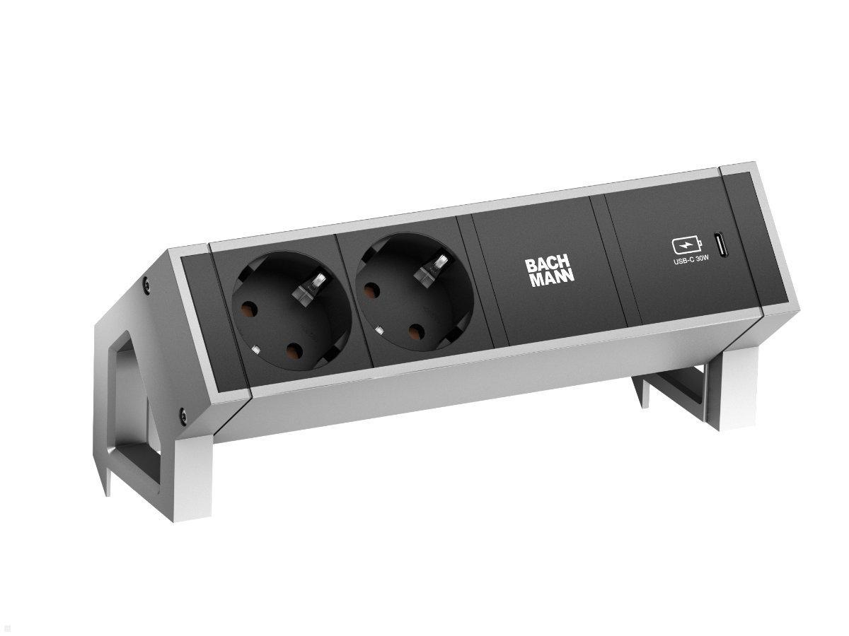 Bachmann DESK 2, 2x Steckdose, 1 USB-C Charger 30W (902.902) Inox Bachmann DESK 2, 2x Steckdose, 1 USB-C Charger 30W (902.902) Inox