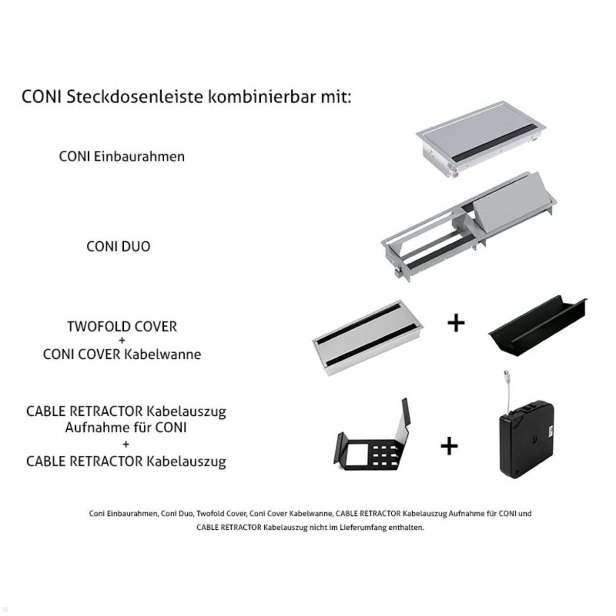Bachmann CONI Modulträger 3-fach 2x Steckdose 1x USB-Charger A/C (912.233), optionale Kombinationsmöglichkeiten Bachmann CONI Modulträger 3-fach 2x Steckdose 1x USB-Charger A/C (912.233), optionale Kombinationsmöglichkeiten