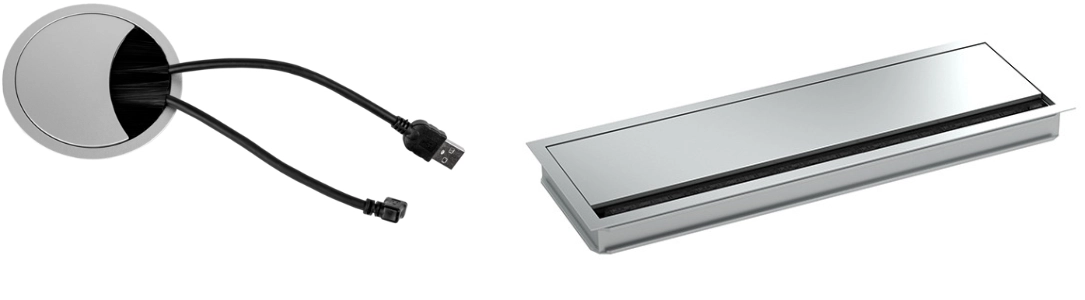 Metal Cable Duct Desk Cable Opening For Receiving Power Outlet