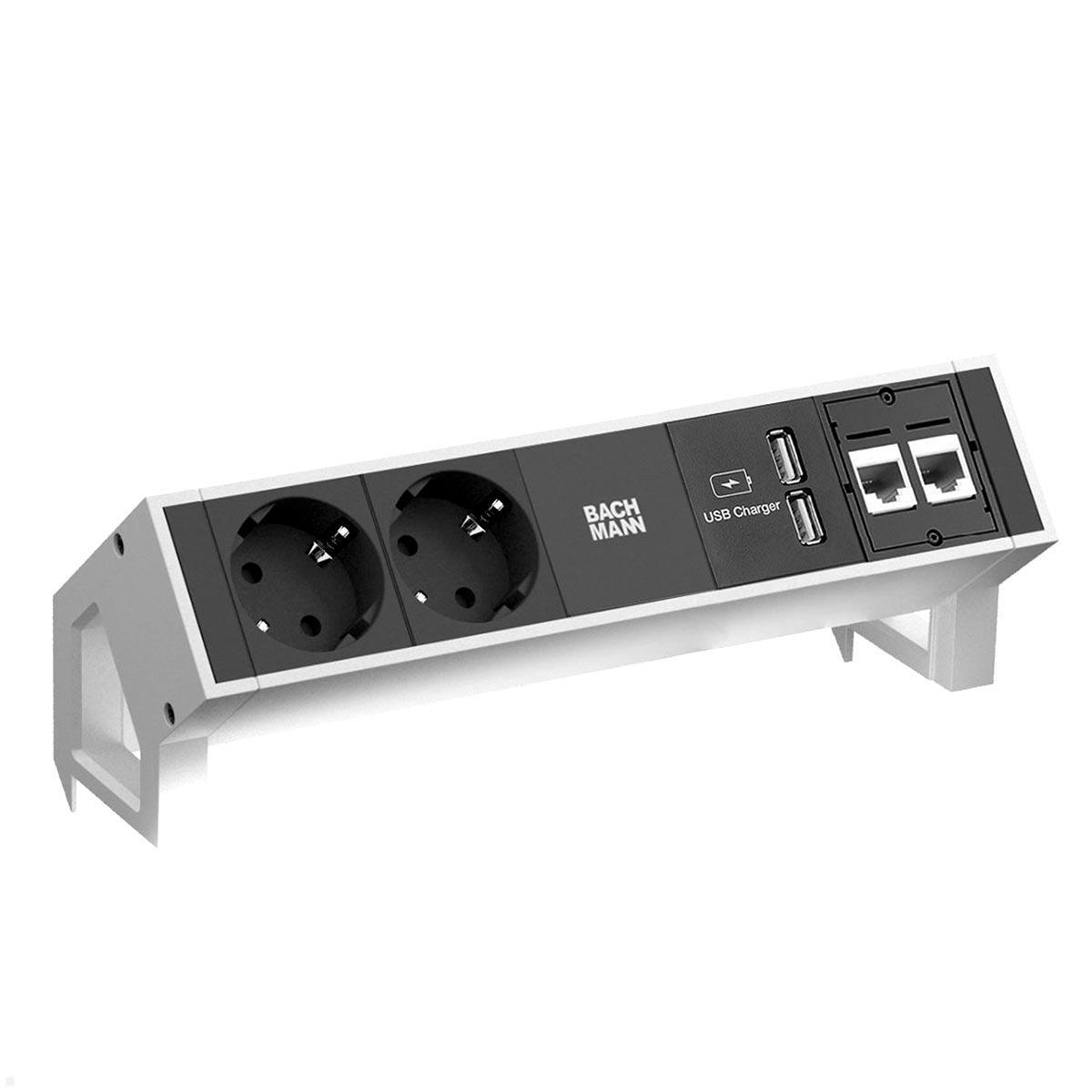 Bachmann DESK 2 2x Steckdose 2x USB Charger 2x CAT6a (902.358), weiß Bachmann DESK 2 2x Steckdose 2x USB Charger 2x CAT6a (902.358), weiß