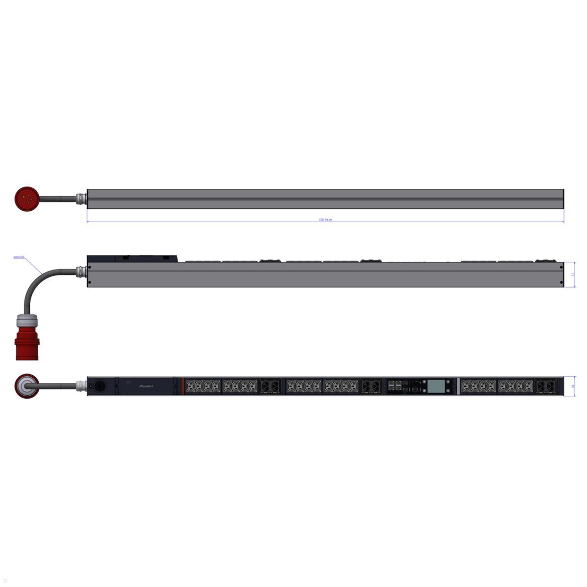 Bachmann BN PRO Metered + – 24xC13 / 6xCombo, 3,0m CEE 16A/5p (BM0024749), Serverschrank