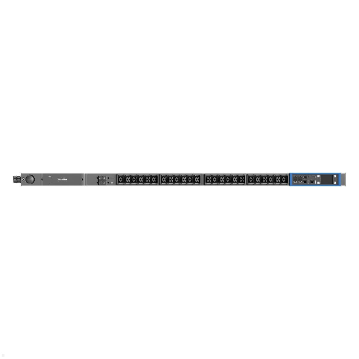 Bachmann BN PRO M+ Metered – 32A Rack PDU mit 24xCombo 2xMCB, 3,0m CEE 32A/3p (BM0024755), Energiemessung