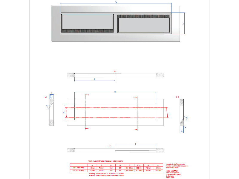Bachmann CONI DUO 911.025 Einbaurahmen Zeichnung Bachmann CONI DUO 911.025 Einbaurahmen Zeichnung