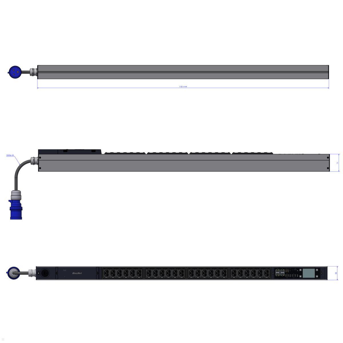 Bachmann BN PRO Switched - 16A Rack PDU mit 24xCombo & Display (BM0024766), Maße