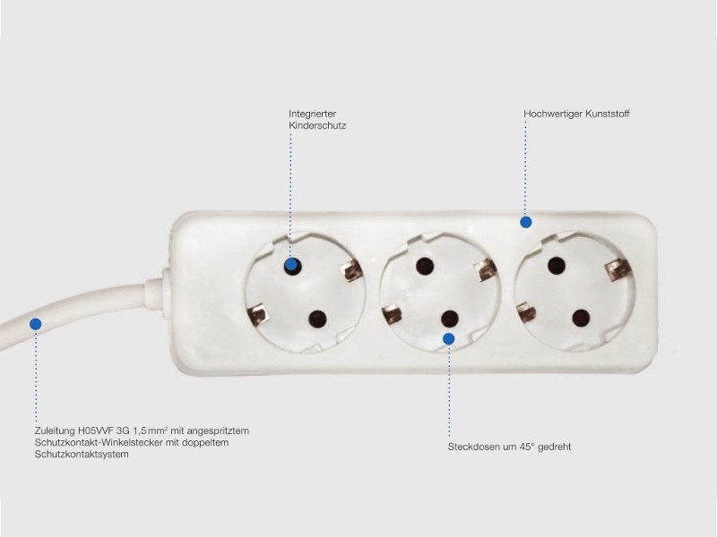 Bachmann SELLY 3-fach Steckdosenleiste mit Schalter, 1,5m Zuleitung 384.272S Funktionen Bachmann SELLY 3-fach Steckdosenleiste mit Schalter, 1,5m Zuleitung 384.272S Funktionen