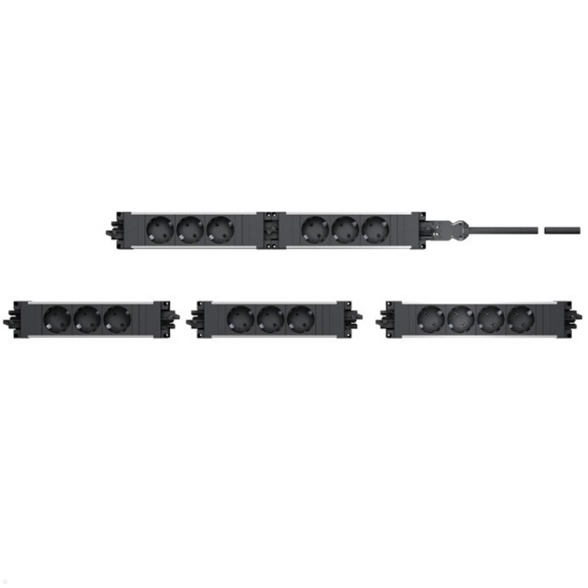 Bachmann STEP ALU Steckdosenleiste mit FI Schalter 10mA mit GST18 (906.10752), kaskadierbar Bachmann STEP ALU Steckdosenleiste mit FI Schalter 10mA mit GST18 (906.10752), kaskadierbar