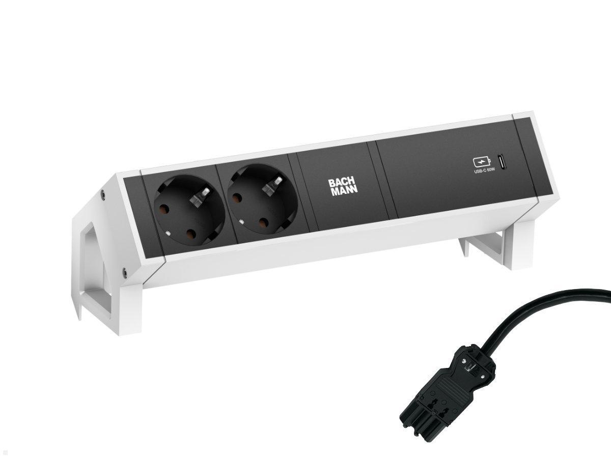 Bachmann DESK 2, 2x Steckdose, 1 USB-C Charger 60 W (902.934) weiß, Zuleitung Bachmann DESK 2, 2x Steckdose, 1 USB-C Charger 60 W (902.934) weiß, Zuleitung