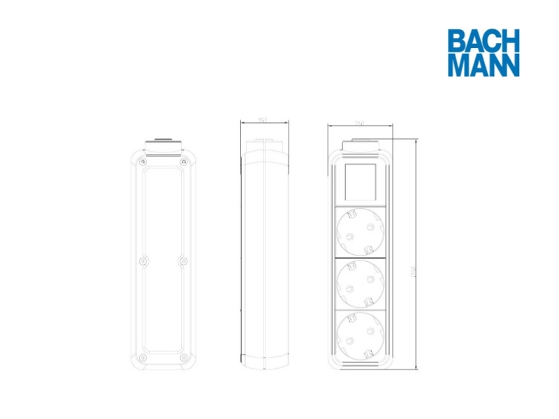 Bachmann SELLY 3-fach Steckdosenleiste mit Schalter, 1,5m Zuleitung 384.272S Zeichnung Bachmann SELLY 3-fach Steckdosenleiste mit Schalter, 1,5m Zuleitung 384.272S Zeichnung