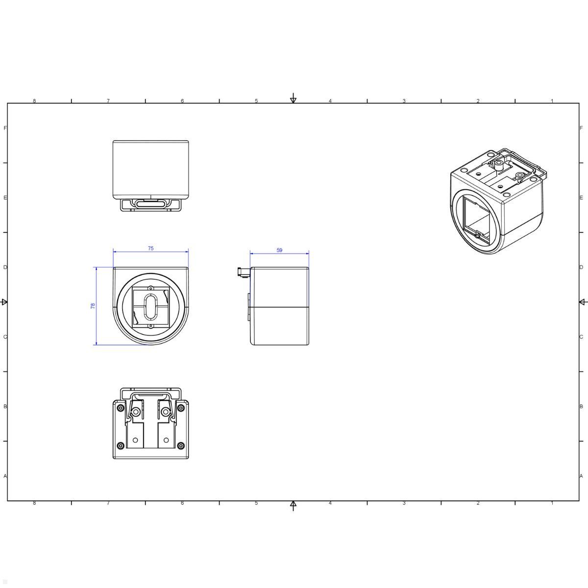 Bachmann PIX HOLDER SINGLE Steckdose für Möbel mit 1x Custom Modul  (BM0020086), Befestigung Möbelunterseite