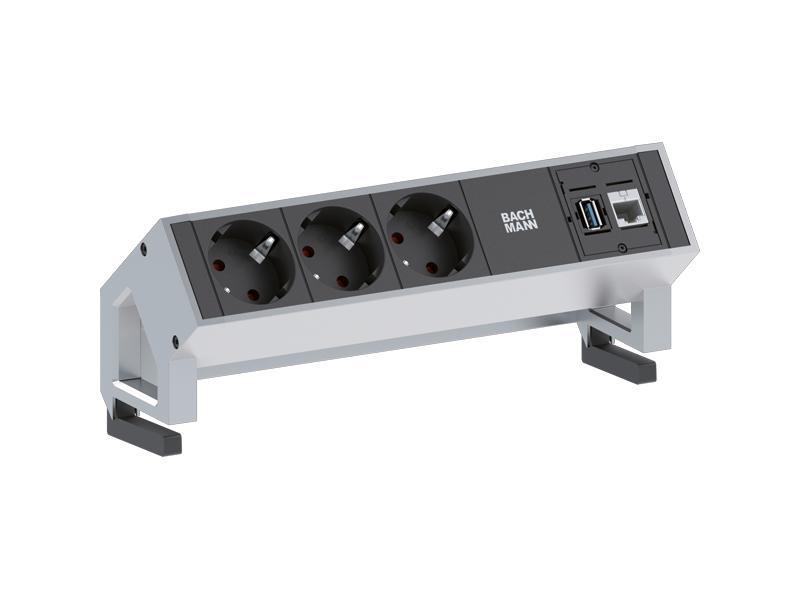 Bachmann DESK 2 3x Steckdose 1x CAT6 1x USB Inox (902.501) Bachmann DESK 2 3x Steckdose 1x CAT6 1x USB Inox (902.501)