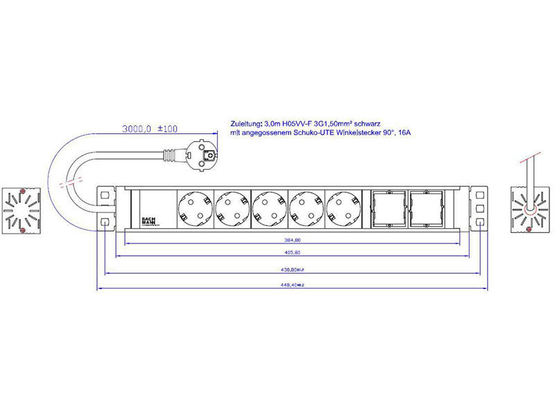 Bachmann UNIVERSAL power strip 5x socket 2x custom module (922.0181)